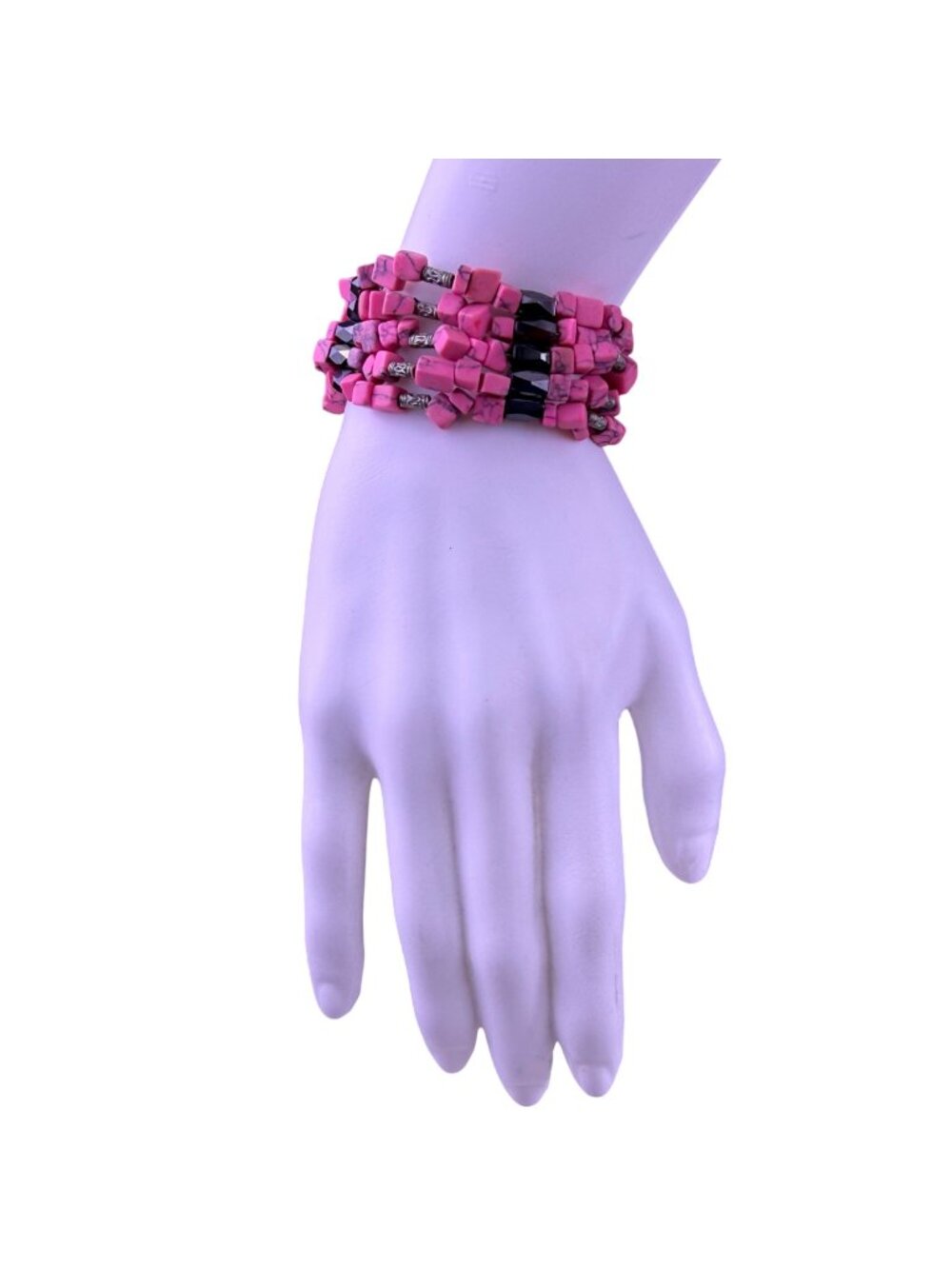 Pink Multistone Womens Convertible Necklace/Bracelet Magnetic Clasp  Handmade